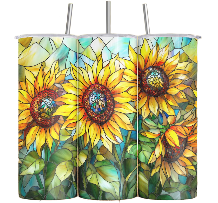 Stained Glass Sunflower Tumbler Bottle
