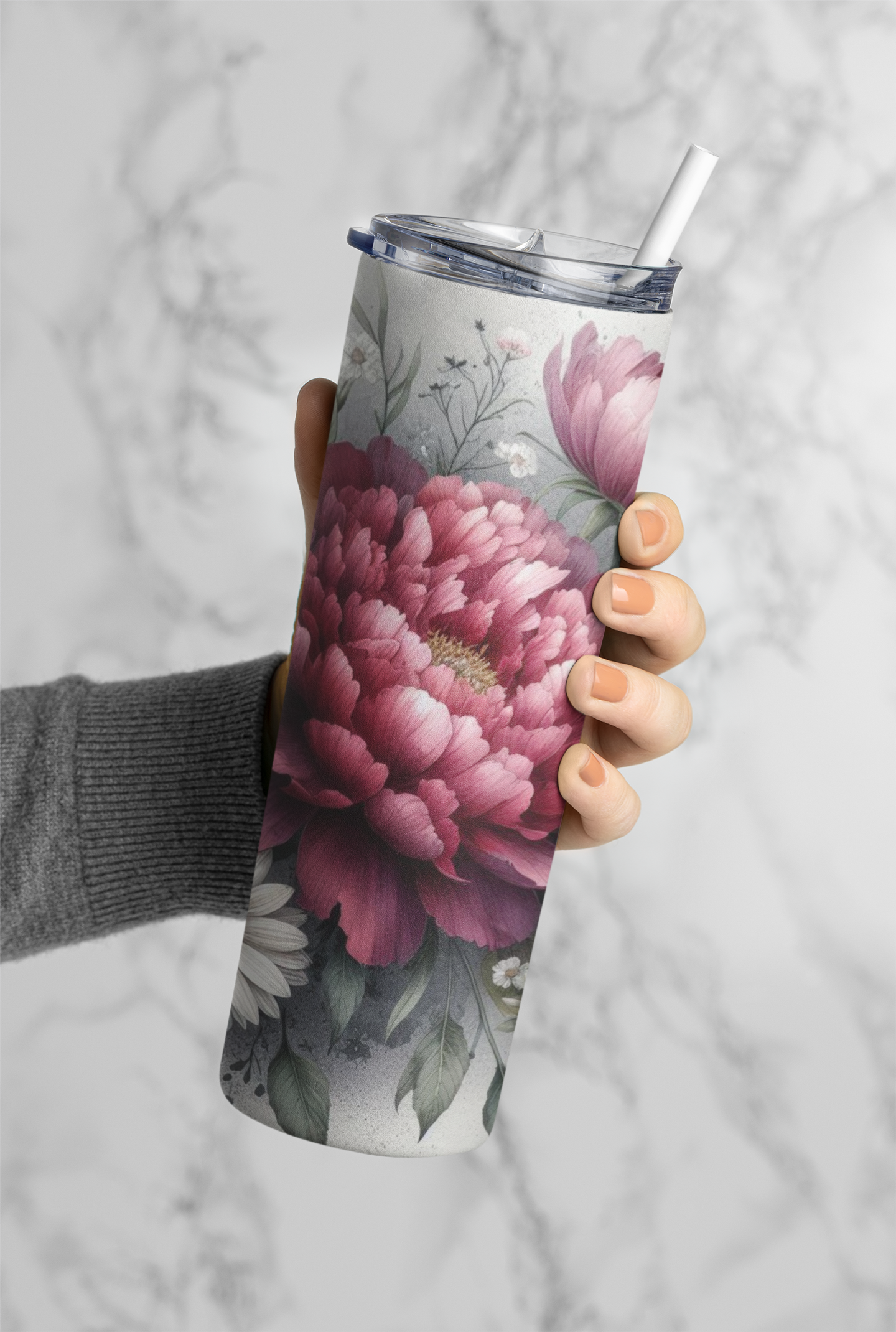 Pink Peonies Tumbler Bottle