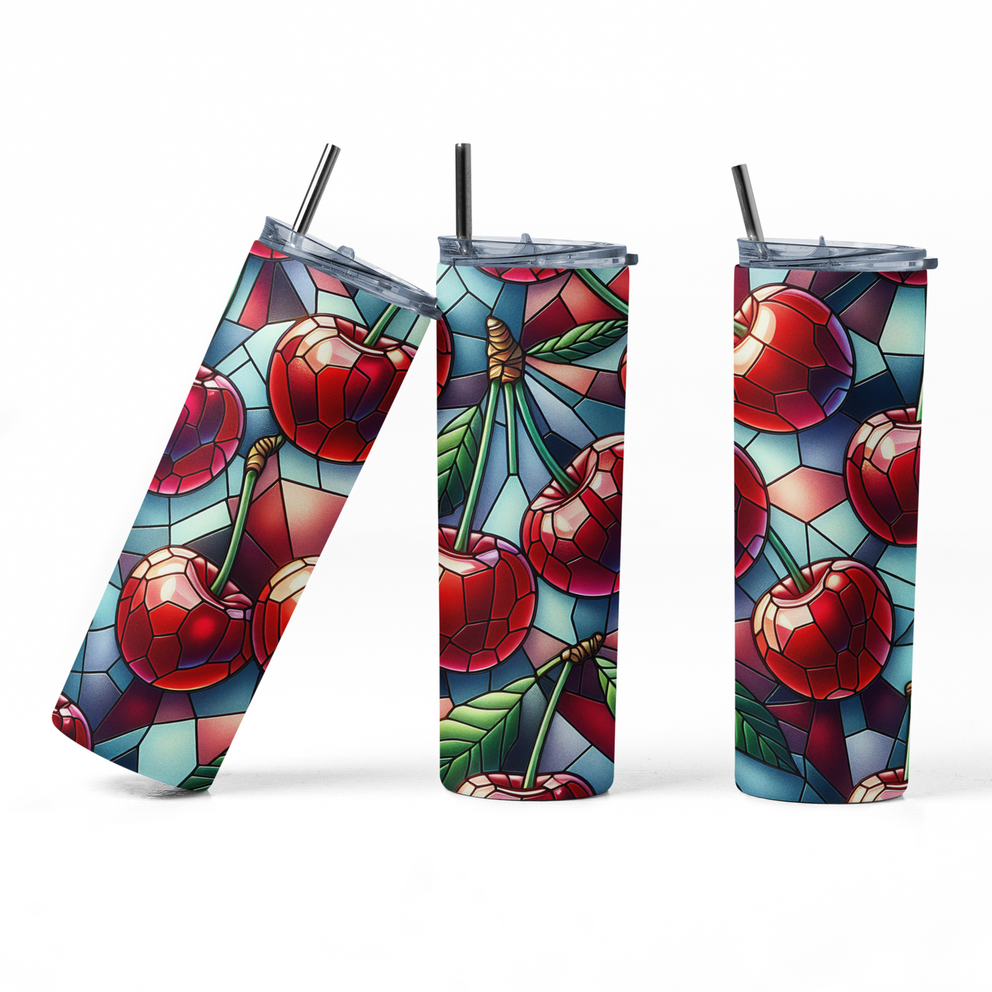 Stained Glass Cherry Tumbler Bottle