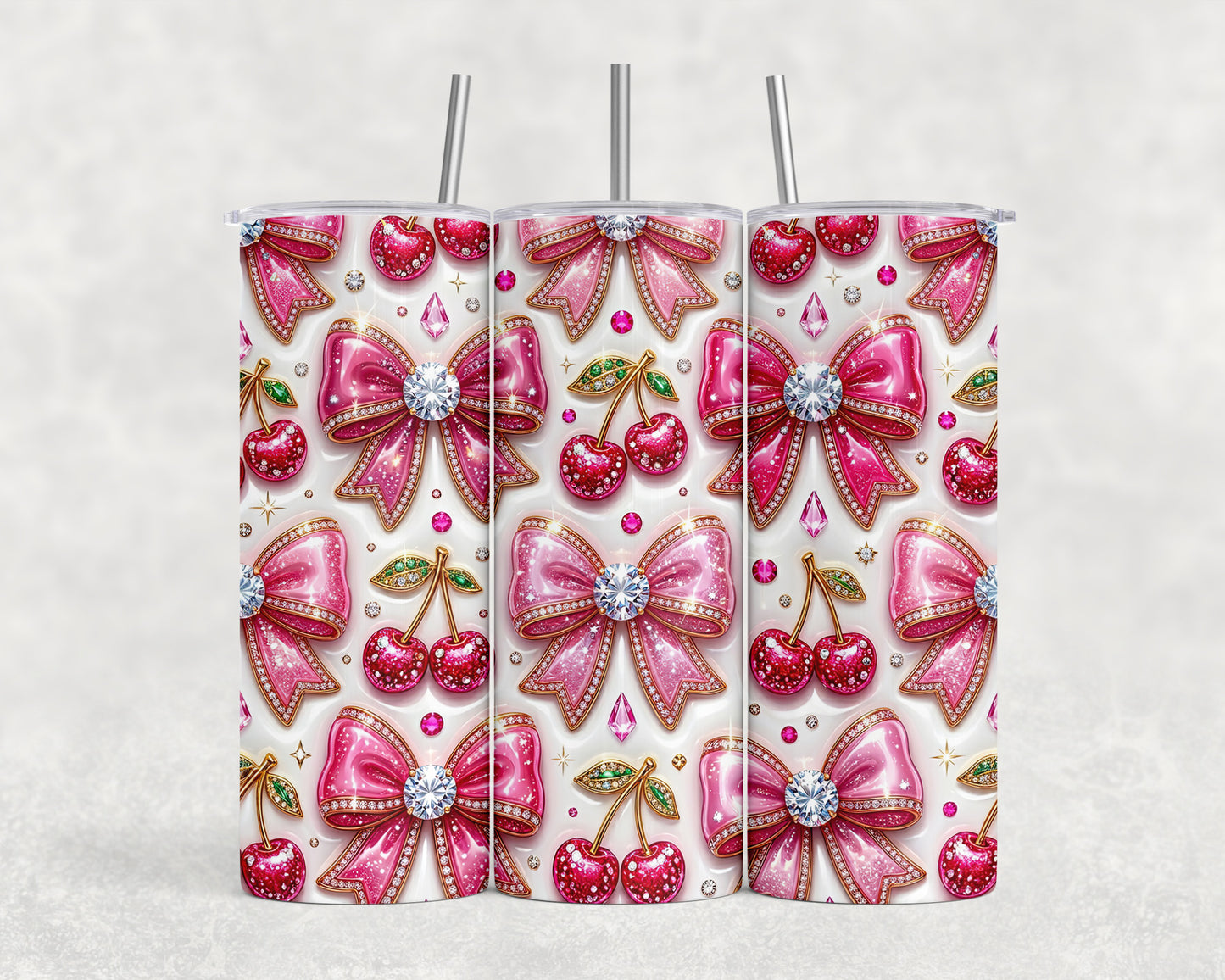 Bejeweled Bow and Cherry Tumbler Bottle
