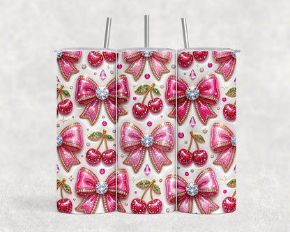 Bejeweled Bow and Cherry Tumbler Bottle