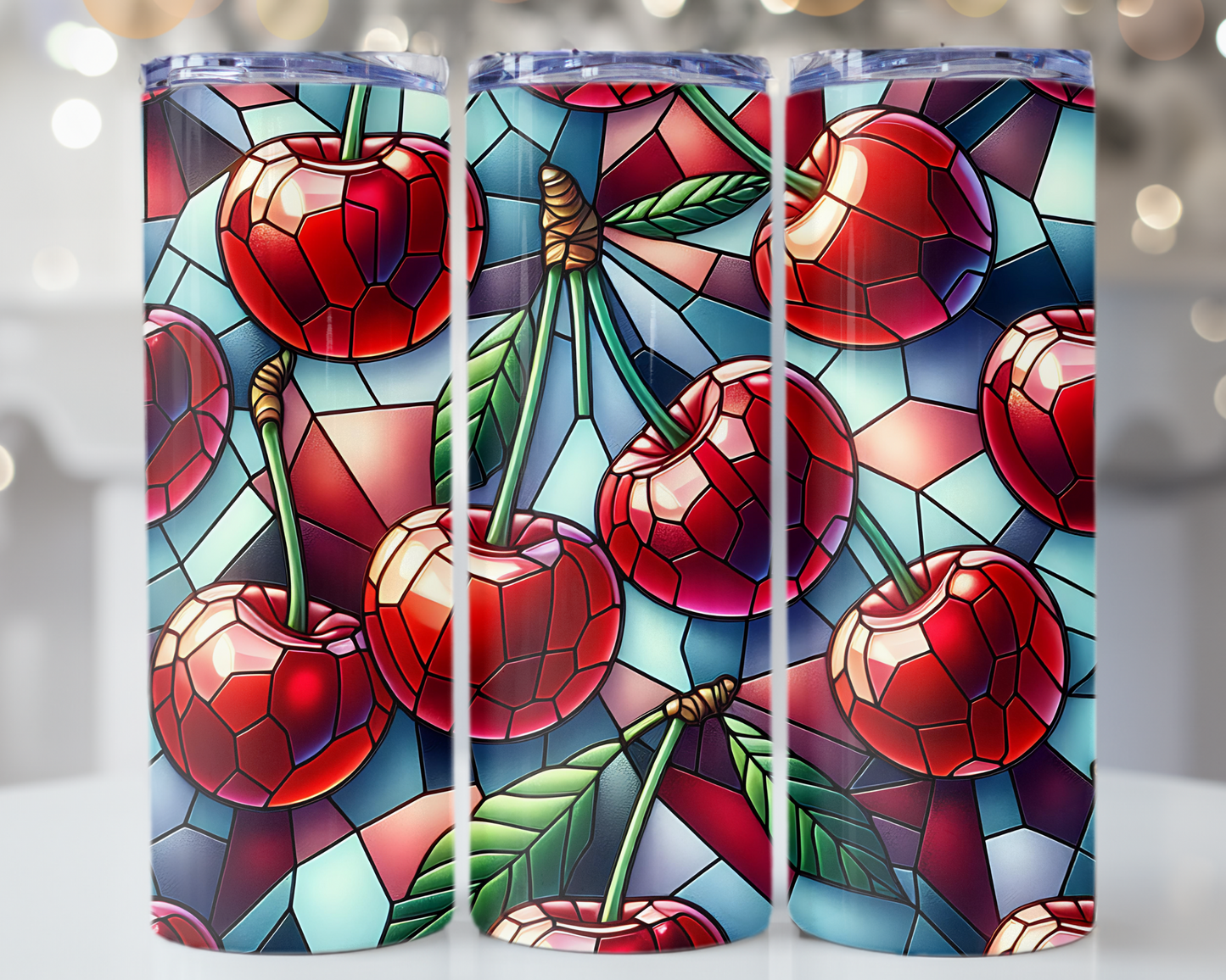 Stained Glass Cherry Tumbler Bottle
