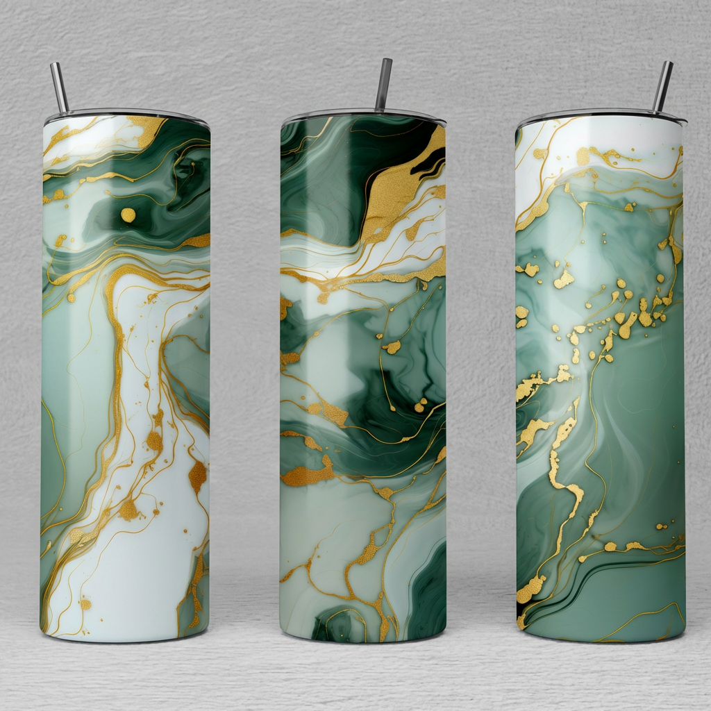 Green Marble Tumbler Bottle