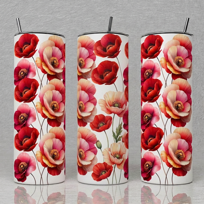 Red Poppy Flowers Tumbler Bottle
