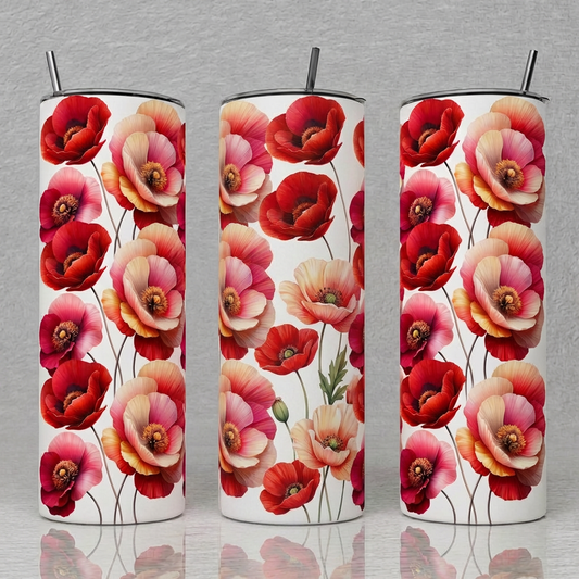 Red Poppy Flowers Tumbler Bottle