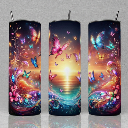 Butterfly and Gems Tumbler Bottle