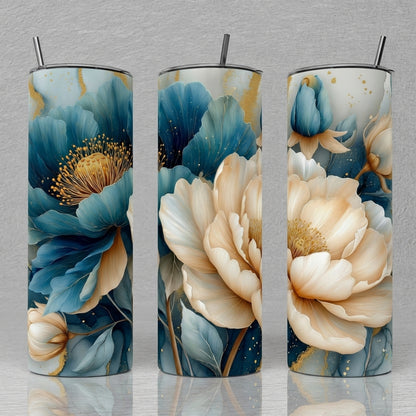 Blue and White Flowers 005 Tumbler Bottle