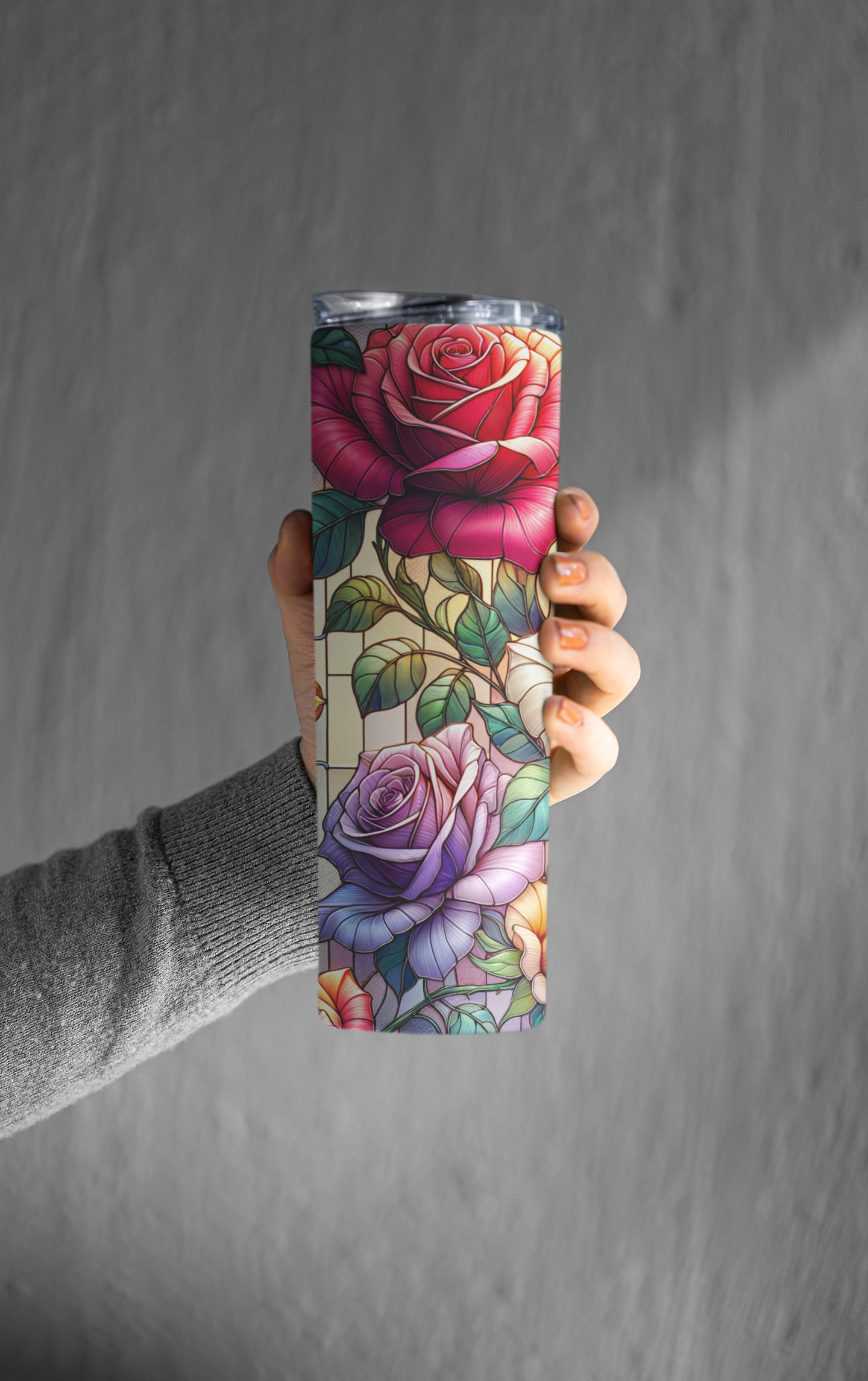 Stained Glass Rose Tumbler Bottle