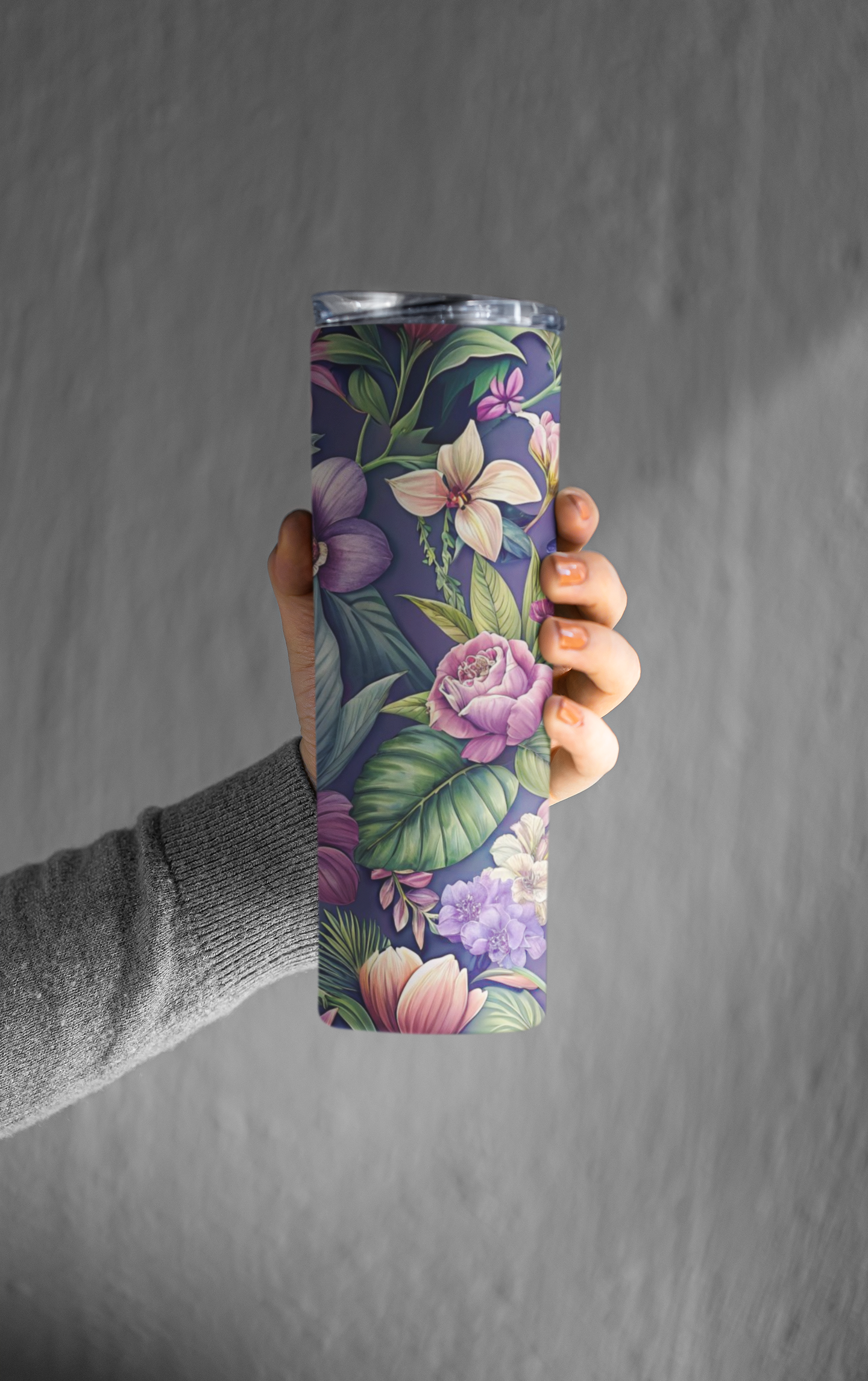 Purple Flowers Tumbler Bottle