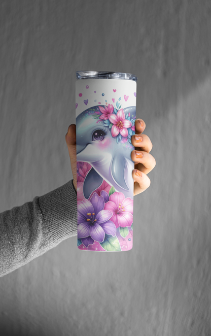 Dolphin Flowers Tumbler Bottle