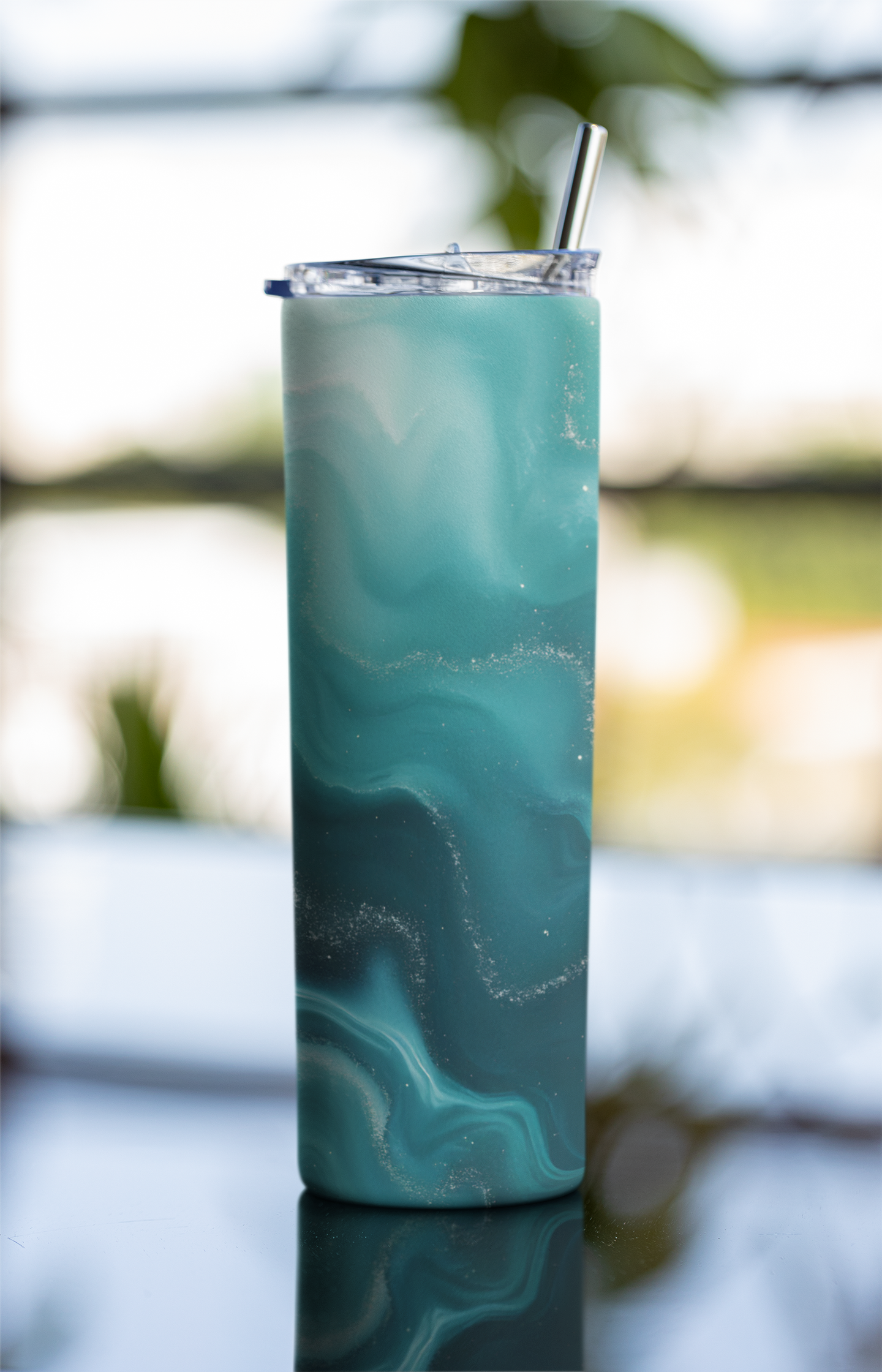 Aquamarine Swirl Tumbler Bottle