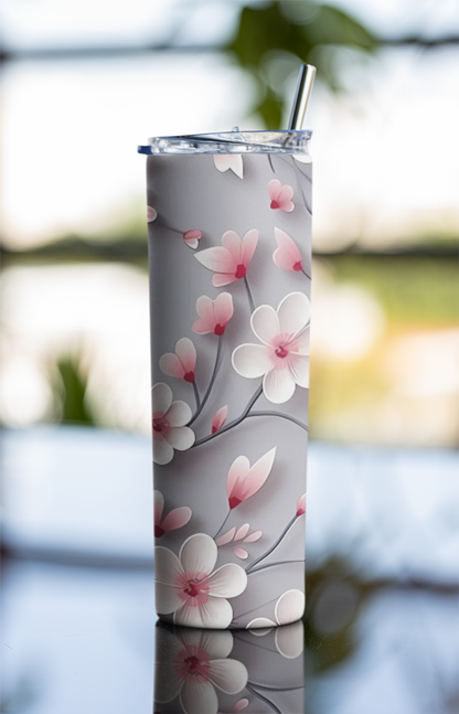 3D Floral Pattern Tumbler Bottle