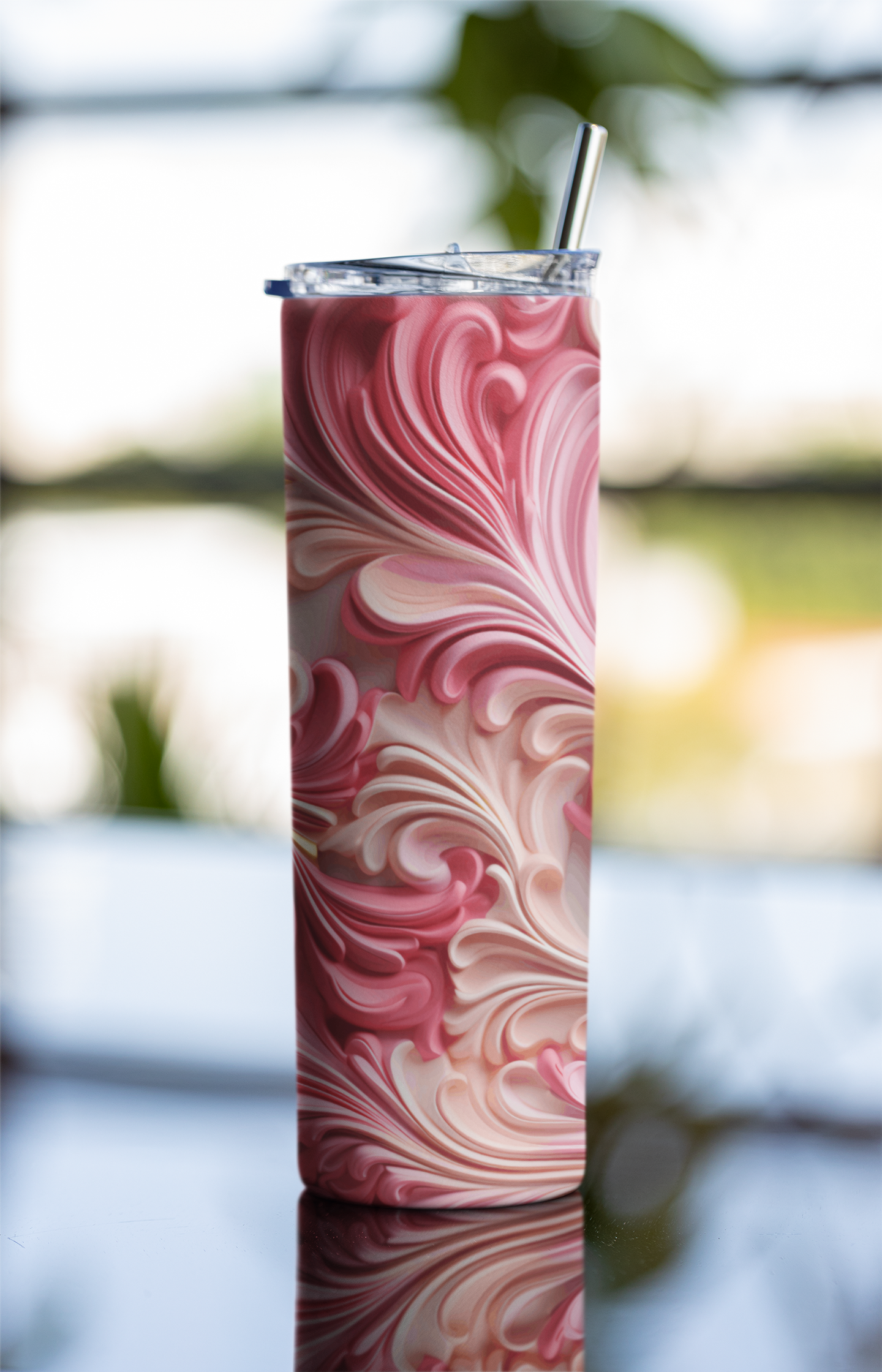 Pink Abstract Tumbler Bottle