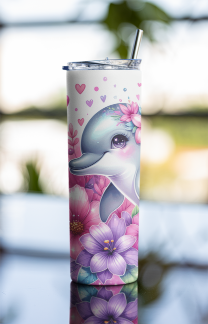 Dolphin Flowers Tumbler Bottle