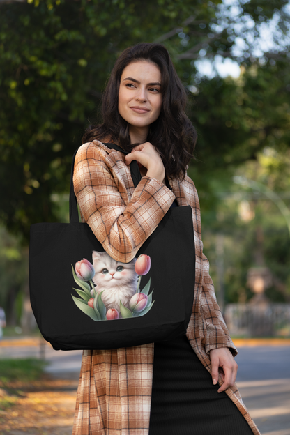 Tulip Cat Everyday Large Tote Bag