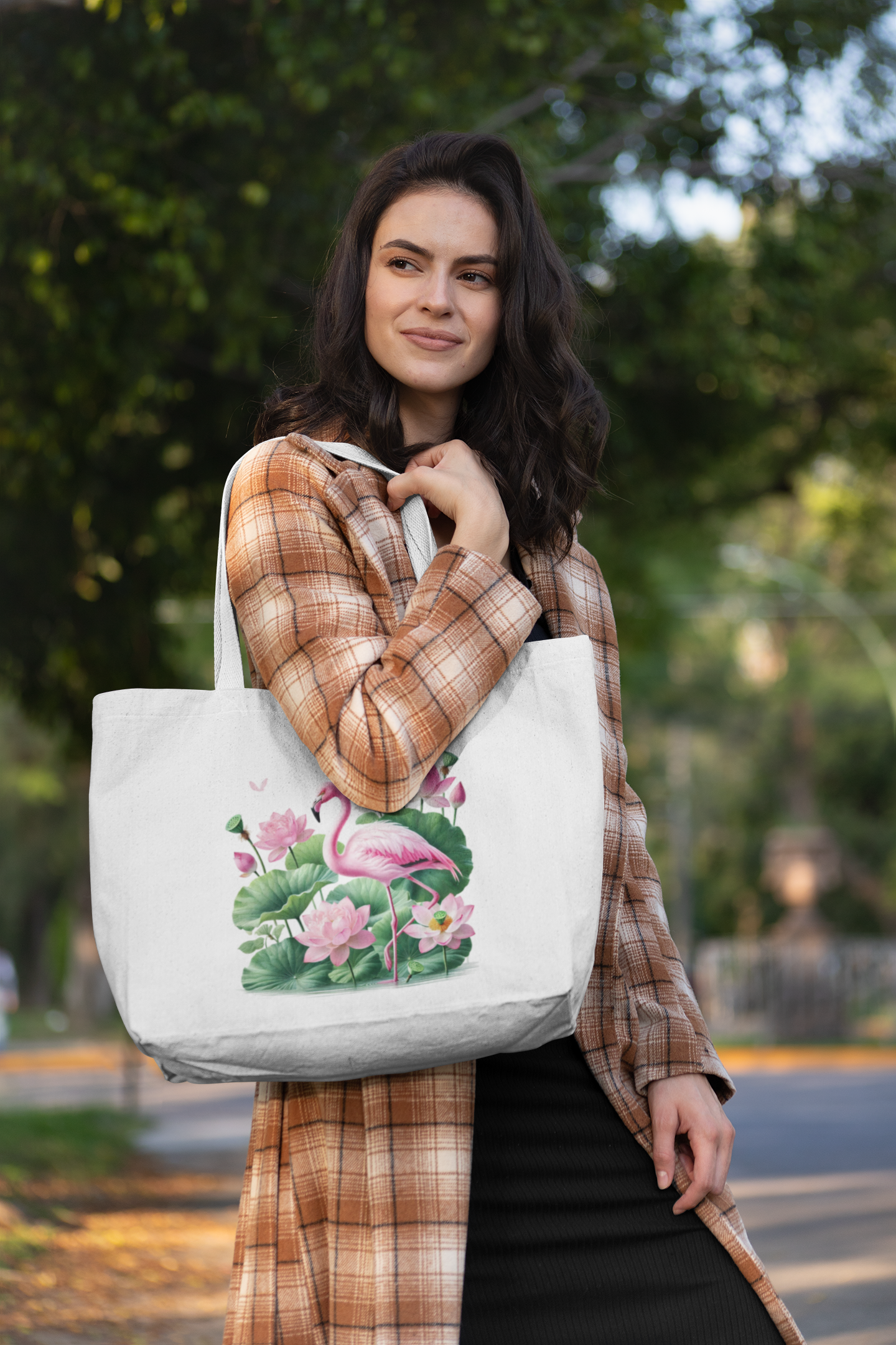 Flamingo Lotus Everyday Large Tote Bag