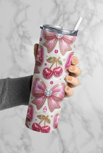 Bejeweled Bow and Cherry Tumbler Bottle