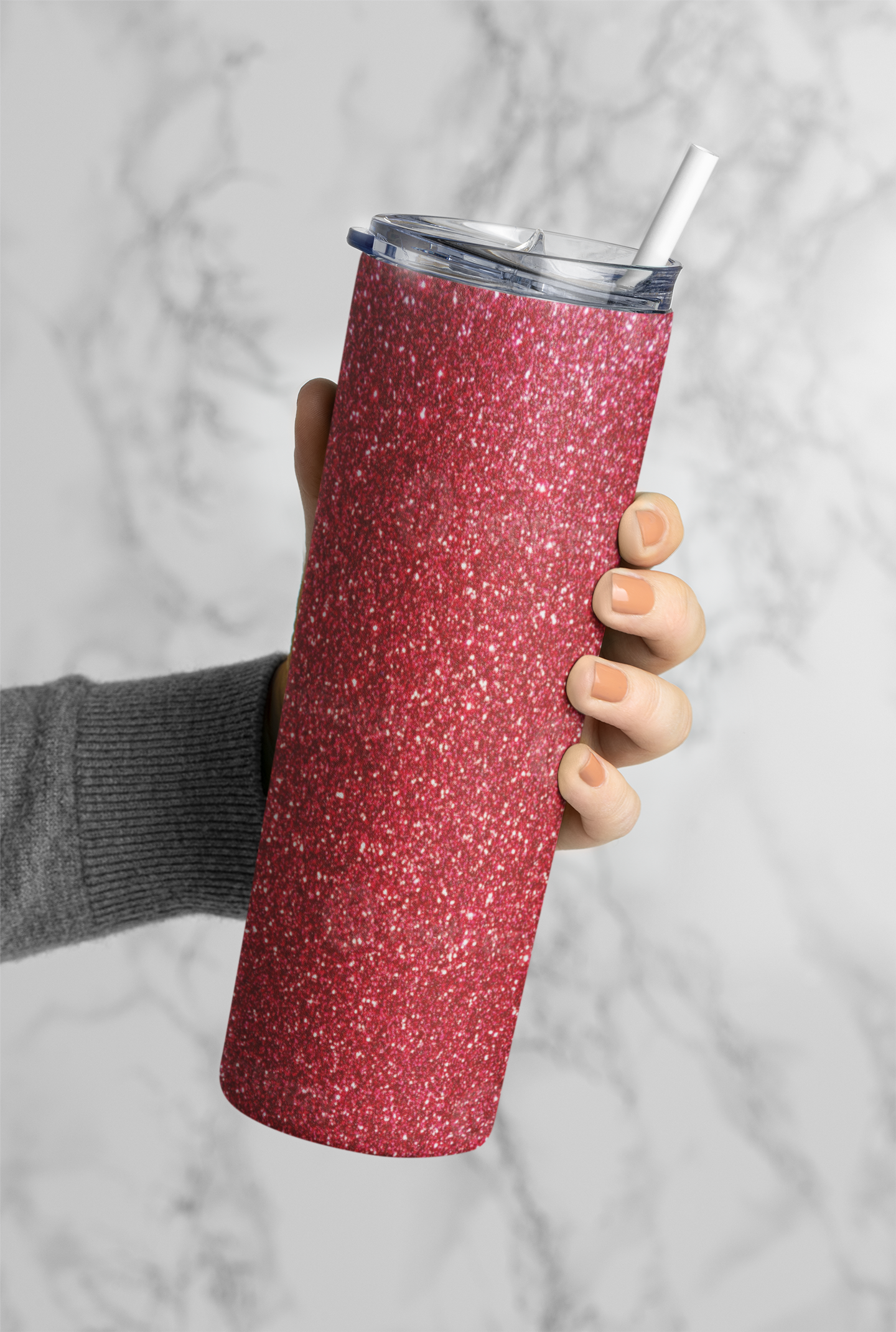 Red Glitter Tumbler Bottle