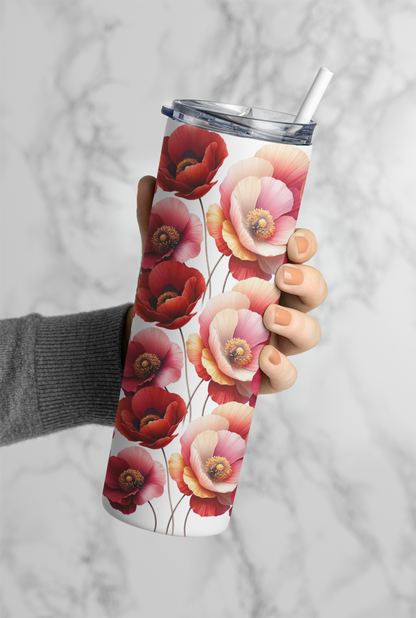 Red Poppy Flowers Tumbler Bottle