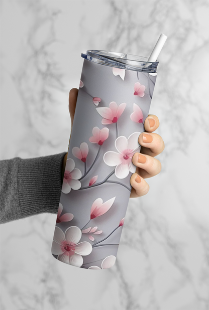 3D Floral Pattern Tumbler Bottle