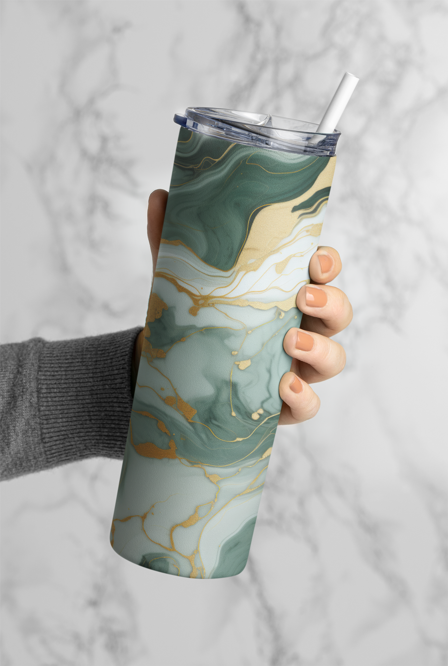 Green Marble Tumbler Bottle