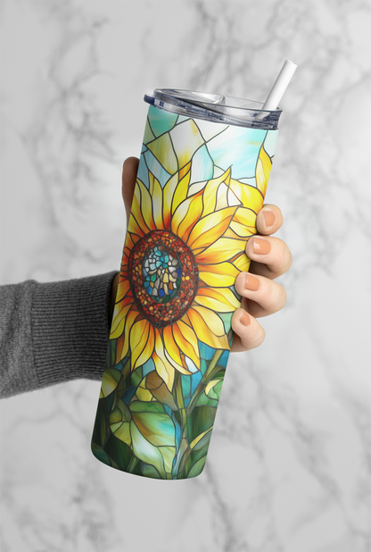Stained Glass Sunflower Tumbler Bottle