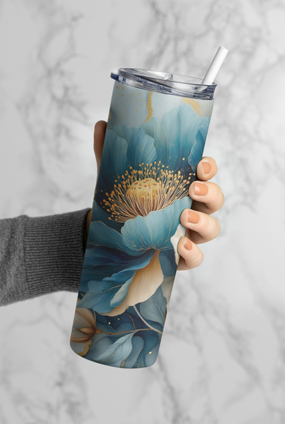 Blue and White Flowers 005 Tumbler Bottle