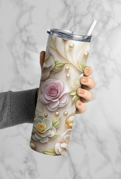 3D Rose Tumbler Bottle