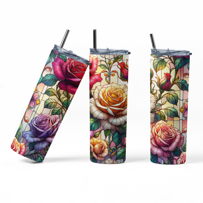 Stained Glass Rose Tumbler Bottle
