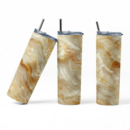 Gold Glitter Beige Tumbler Bottle
