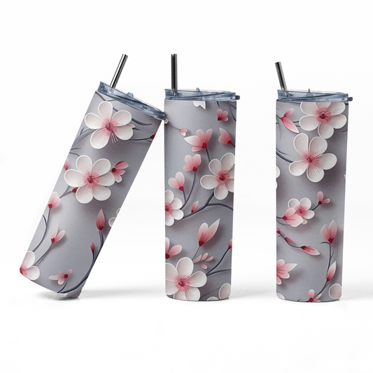 3D Floral Pattern Tumbler Bottle