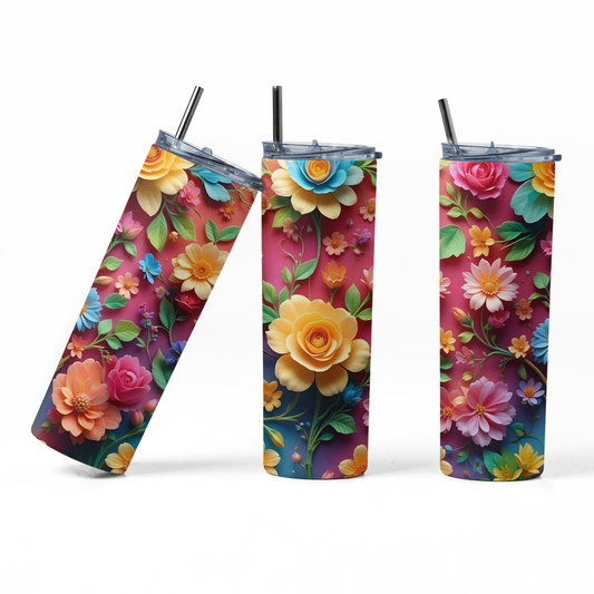 3D Flowers Tumbler Bottle