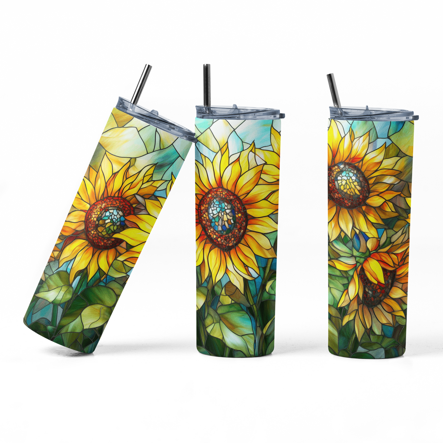 Stained Glass Sunflower Tumbler Bottle
