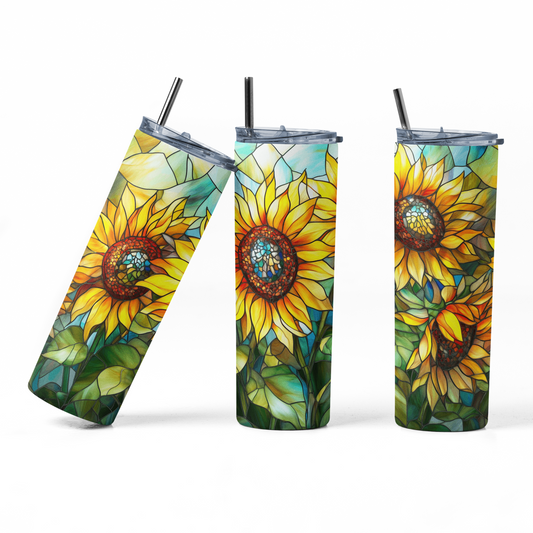 Stained Glass Sunflower Tumbler Bottle