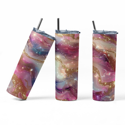 Opal and Pink Marble Tumbler Bottle