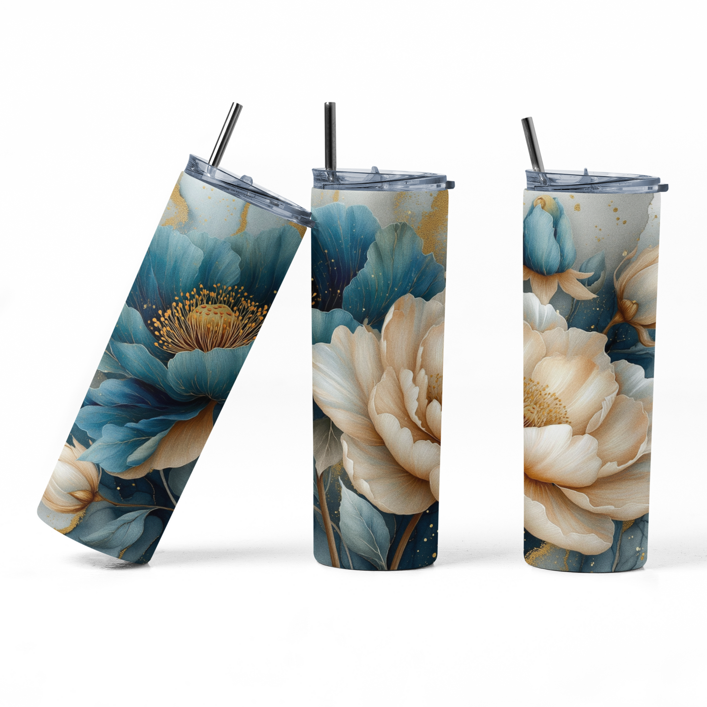Blue and White Flowers 005 Tumbler Bottle