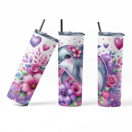 Dolphin Flowers Tumbler Bottle