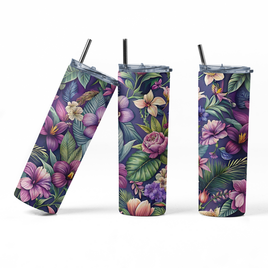 Purple Flowers Tumbler Bottle