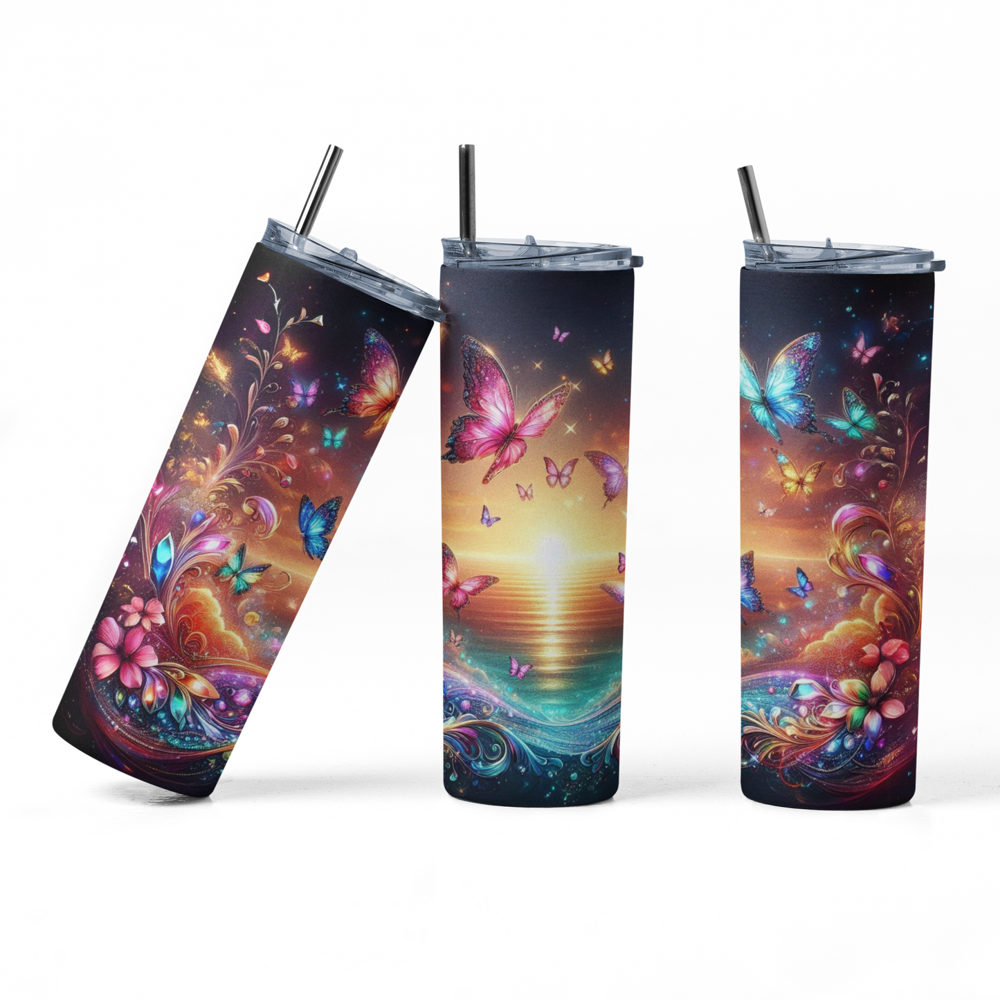 Butterfly and Gems Tumbler Bottle