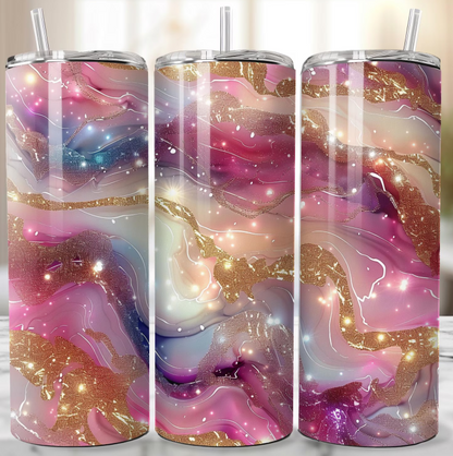 Opal and Pink Marble Tumbler Bottle