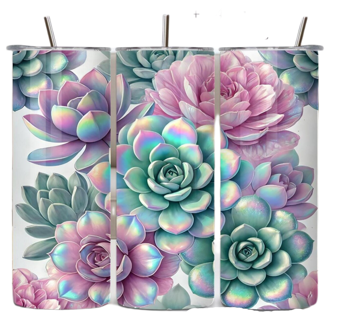 Succulent Flowers Tumbler Bottle