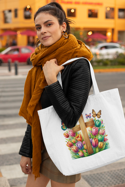 Tulip Floral Cross Everyday Large Tote Bag